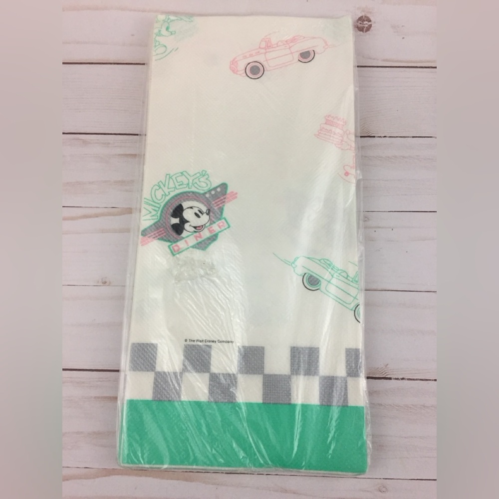 VTG 90s Mickey & Minnie Mouse Retro Diner Paper Tablecloth Gibson Disney Party